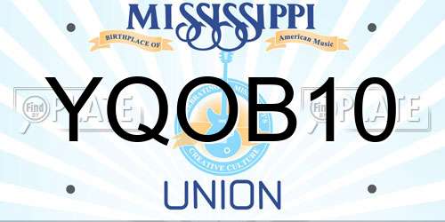 YQOB10 Mississippi License Plate