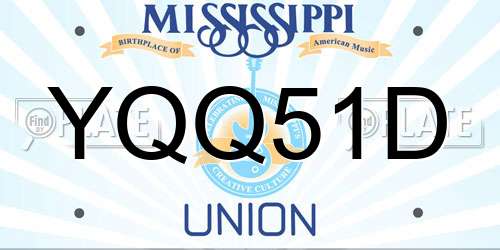 YQQ51D Mississippi License Plate