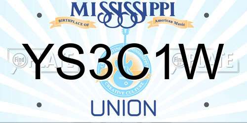 YS3C1W Mississippi License Plate
