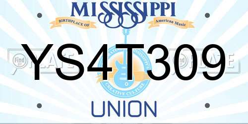 YS4T309 Mississippi License Plate