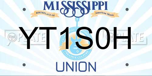 YT1S0H Mississippi License Plate