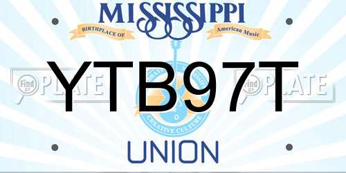 YTB97T Mississippi License Plate