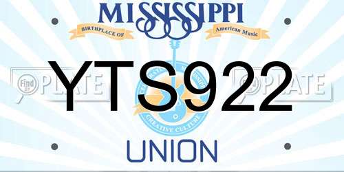 YTS922 Mississippi License Plate