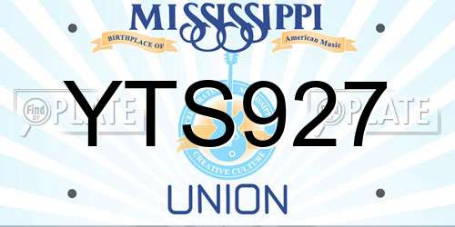 YTS927 Mississippi License Plate