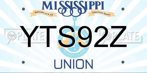 YTS92Z Mississippi License Plate