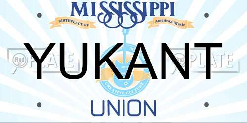 YUKANT Mississippi License Plate