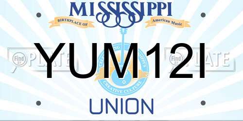 YUM12I Mississippi License Plate