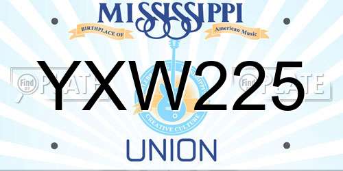 YXW225 Mississippi License Plate