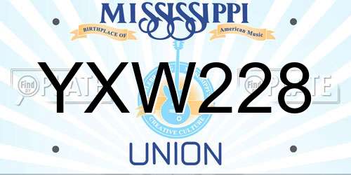 YXW228 Mississippi License Plate