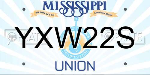 YXW22S Mississippi License Plate