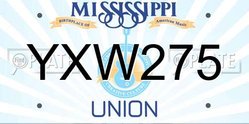 YXW275 Mississippi License Plate