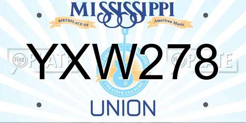 YXW278 Mississippi License Plate