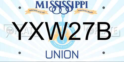 YXW27B Mississippi License Plate
