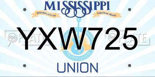 YXW725 Mississippi License Plate