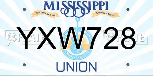 YXW728 Mississippi License Plate