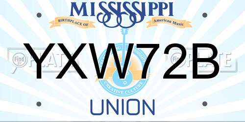 YXW72B Mississippi License Plate