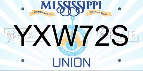 YXW72S Mississippi License Plate