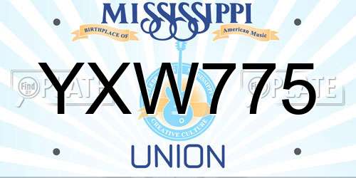 YXW775 Mississippi License Plate