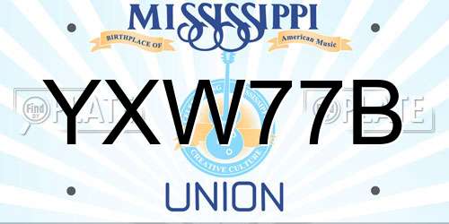 YXW77B Mississippi License Plate