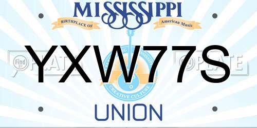 YXW77S Mississippi License Plate