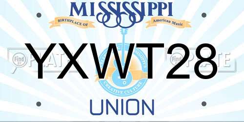 YXWT28 Mississippi License Plate