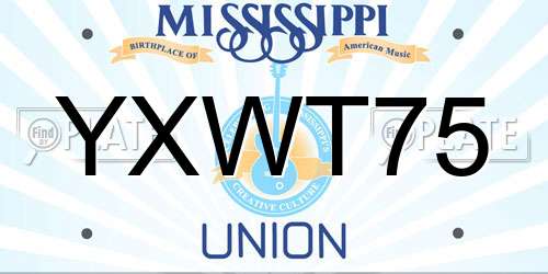 YXWT75 Mississippi License Plate