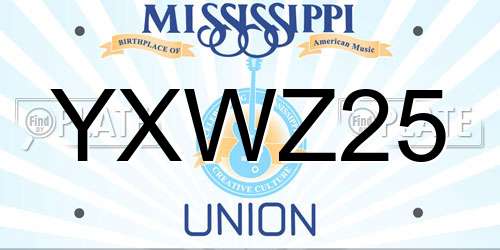 YXWZ25 Mississippi License Plate