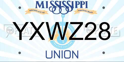YXWZ28 Mississippi License Plate