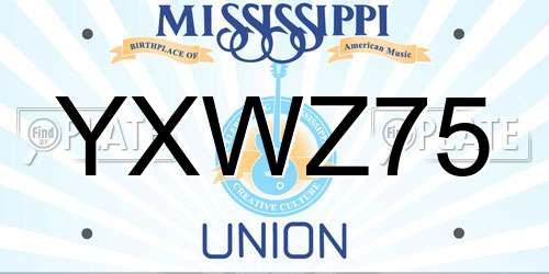 YXWZ75 Mississippi License Plate