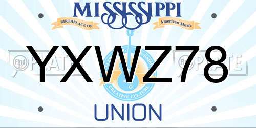 YXWZ78 Mississippi License Plate