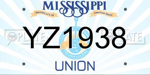 YZ1938 Mississippi License Plate