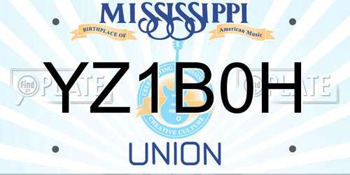 YZ1B0H Mississippi License Plate