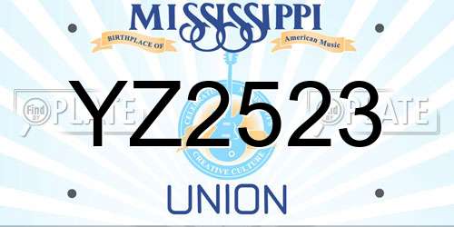 YZ2523 Mississippi License Plate