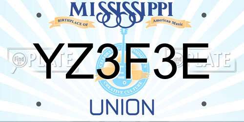 YZ3F3E Mississippi License Plate