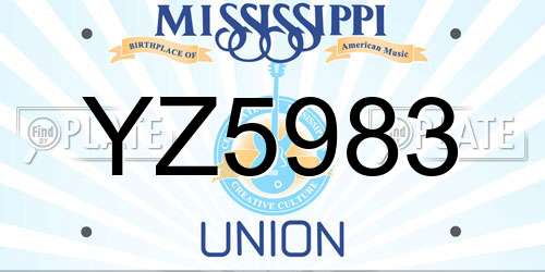 YZ5983 Mississippi License Plate