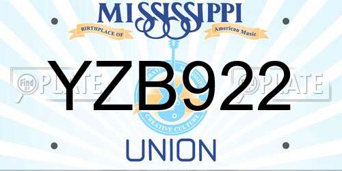 YZB922 Mississippi License Plate
