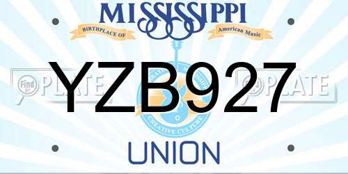 YZB927 Mississippi License Plate