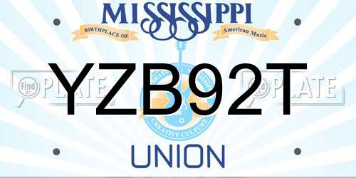 YZB92T Mississippi License Plate