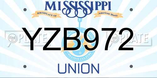 YZB972 Mississippi License Plate
