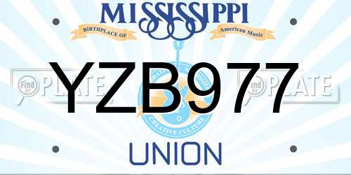 YZB977 Mississippi License Plate