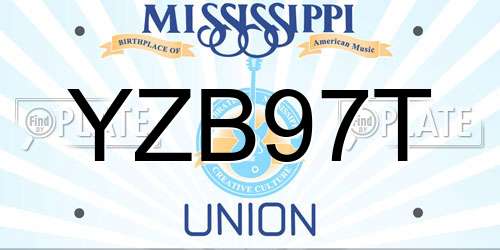 YZB97T Mississippi License Plate