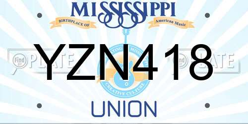 YZN418 Mississippi License Plate