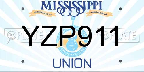 YZP911 Mississippi License Plate