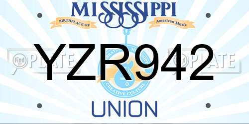 YZR942 Mississippi License Plate