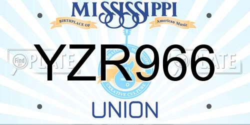 YZR966 Mississippi License Plate