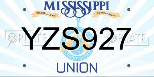 YZS927 Mississippi License Plate