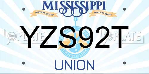 YZS92T Mississippi License Plate