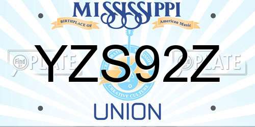 YZS92Z Mississippi License Plate