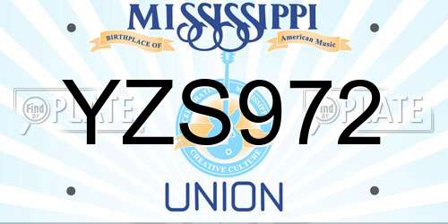 YZS972 Mississippi License Plate