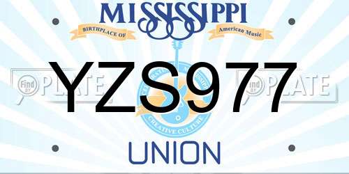 YZS977 Mississippi License Plate